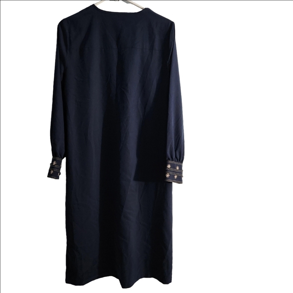 Chico's Embellished Midi Dress Jewel Neck Navy Pink - Picture 3 of 11